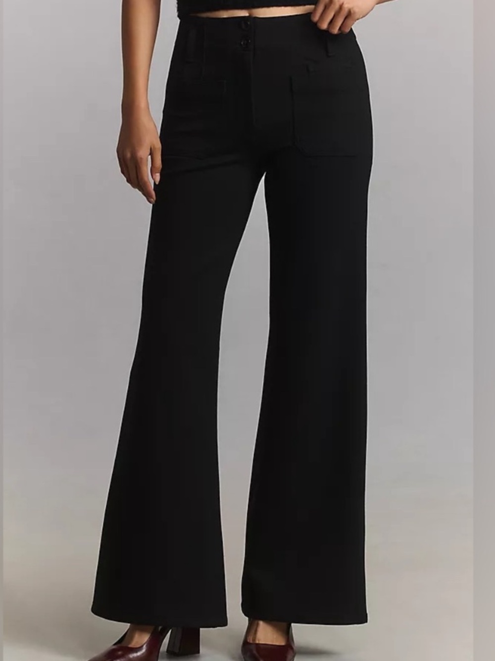 Maeve Black High-Rise Wide-Leg Pants Size 10
